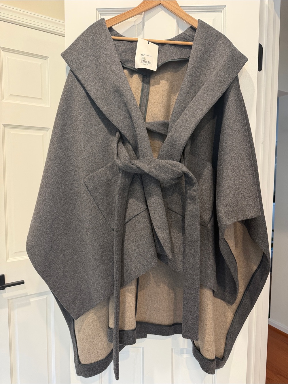 NWT Cuyana Gray Wool Hooded Cape